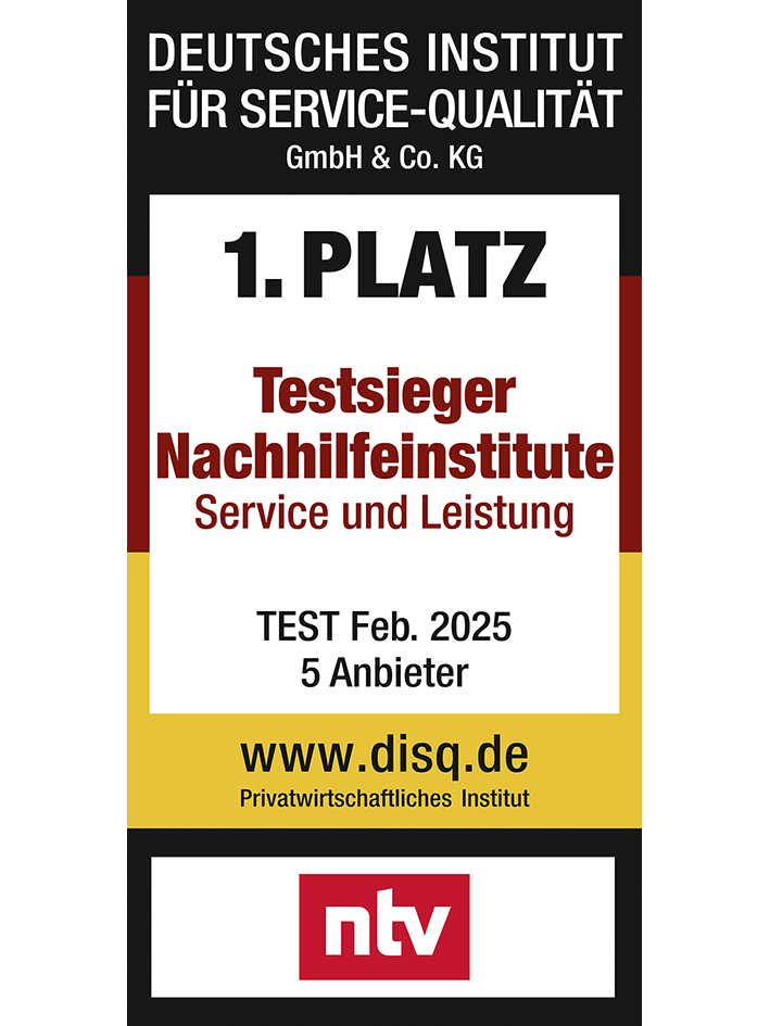Siegel, das zeigt, dass die Schülerhilfe Testsieger unter Nachhilfeinstituten in Deutschland ist.